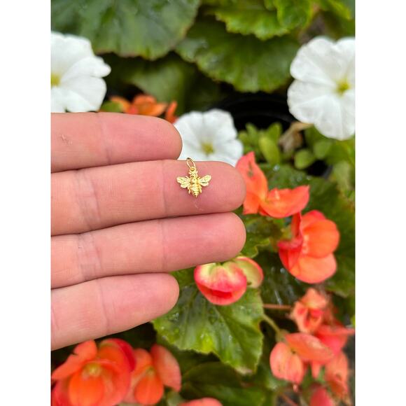 Gold Small Bee Charm with 24 K Gold Plate, Gold Small Bee Charm - Picture 1 of 4